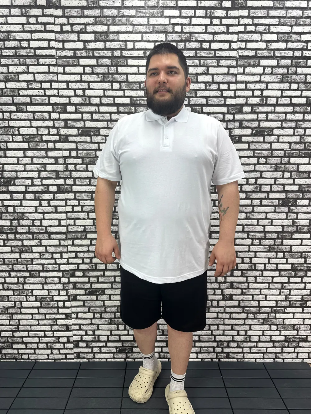 Büyük Beden Erkek Yeni Sezon Yeni Model Yakalı Tişört Siyah Beyaz Renk Modacho