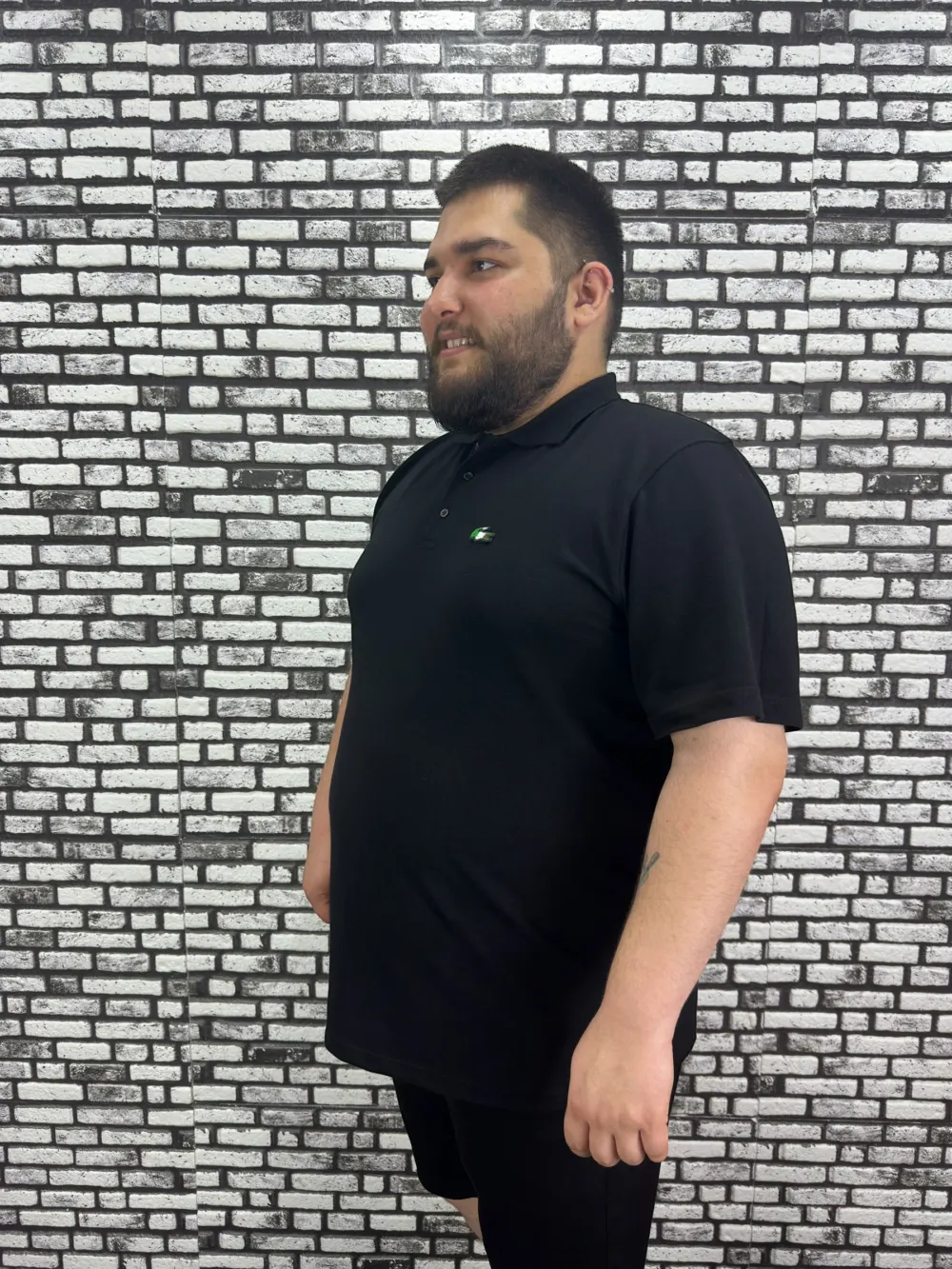 Büyük Beden Erkek Yeni Sezon Yeni Model Yakalı Tişört Siyah Beyaz Renk Kauçuk Dikiş
