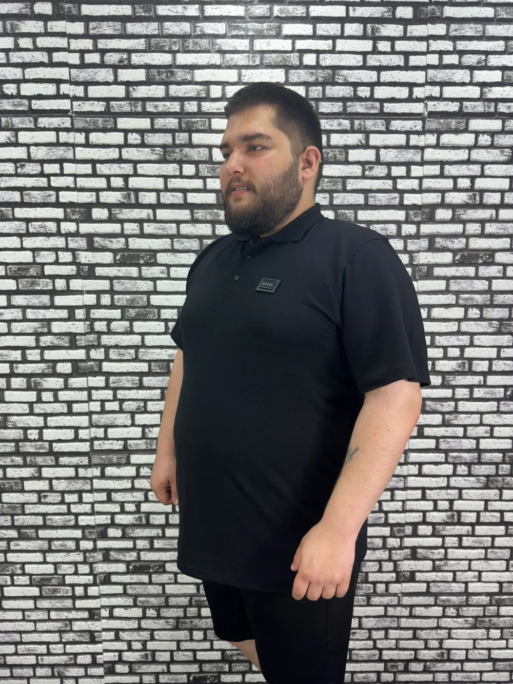 Büyük Beden Erkek Yeni Sezon Yeni Model Yakalı Tişört Siyah Beyaz Renk Kauçuk Dikiş