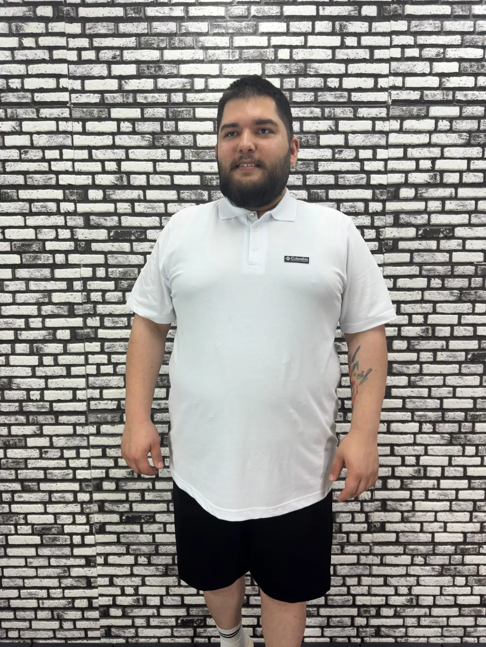 Büyük Beden Erkek Yeni Sezon Yeni Model Yakalı Tişört Siyah Beyaz Renk Kauçuk Dikiş
