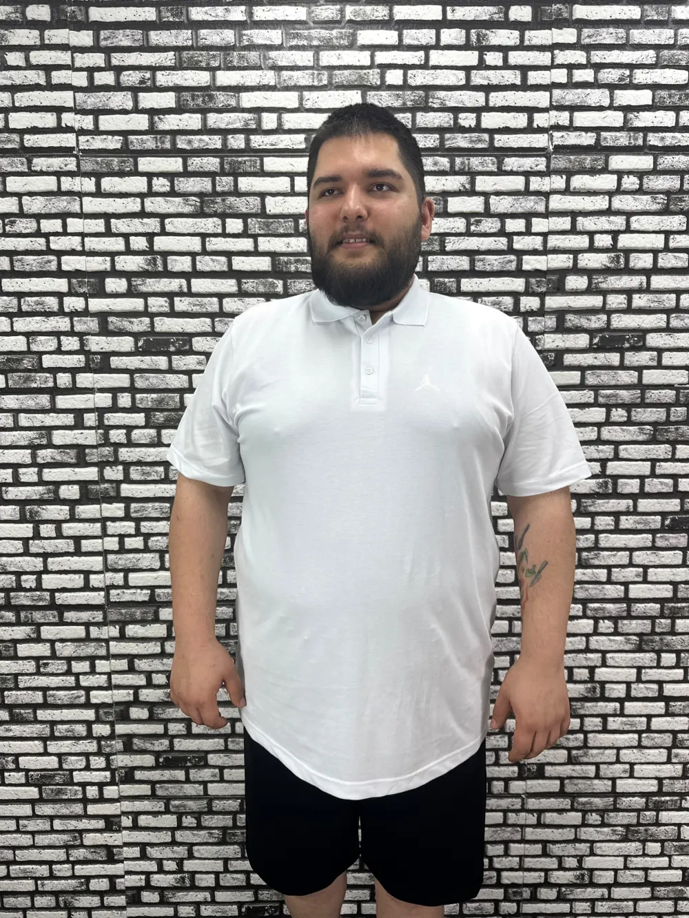 Büyük Beden Erkek Yeni Sezon Yeni Model Yakalı Tişört Siyah Beyaz Renk Baskı