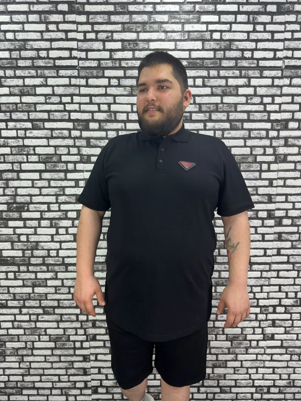 Büyük Beden Erkek Yeni Sezon Yeni Model Yakalı Tişört Siyah Beyaz Renk Kauçuk Dikiş