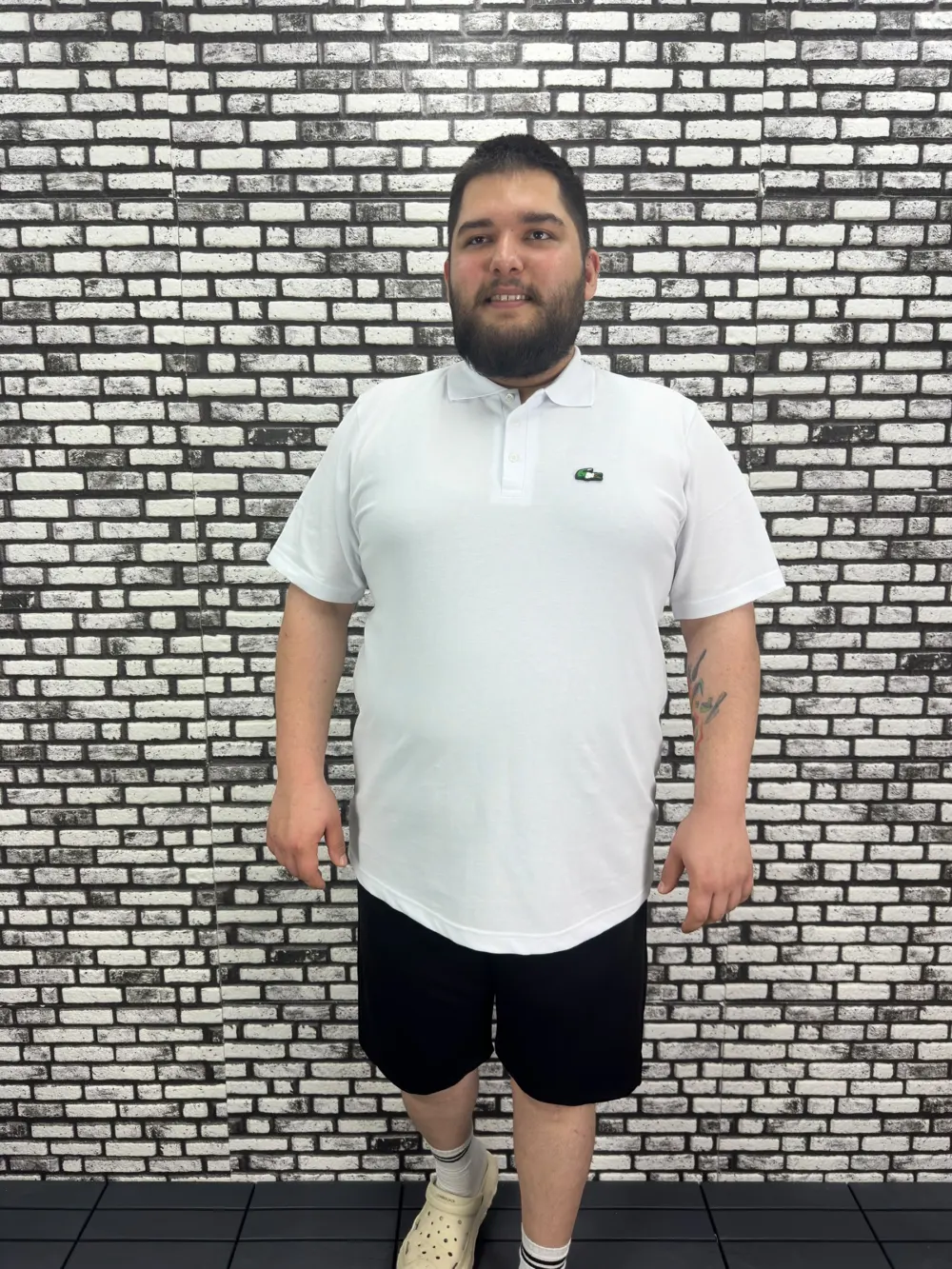 Büyük Beden Erkek Yeni Sezon Yeni Model Yakalı Tişört Siyah Beyaz Renk Kauçuk Dikiş