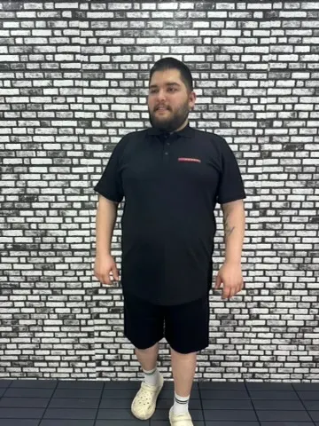 Büyük Beden Erkek Yeni Sezon Yeni Model Yakalı Tişört Siyah Beyaz Renk Kauçuk Dikiş