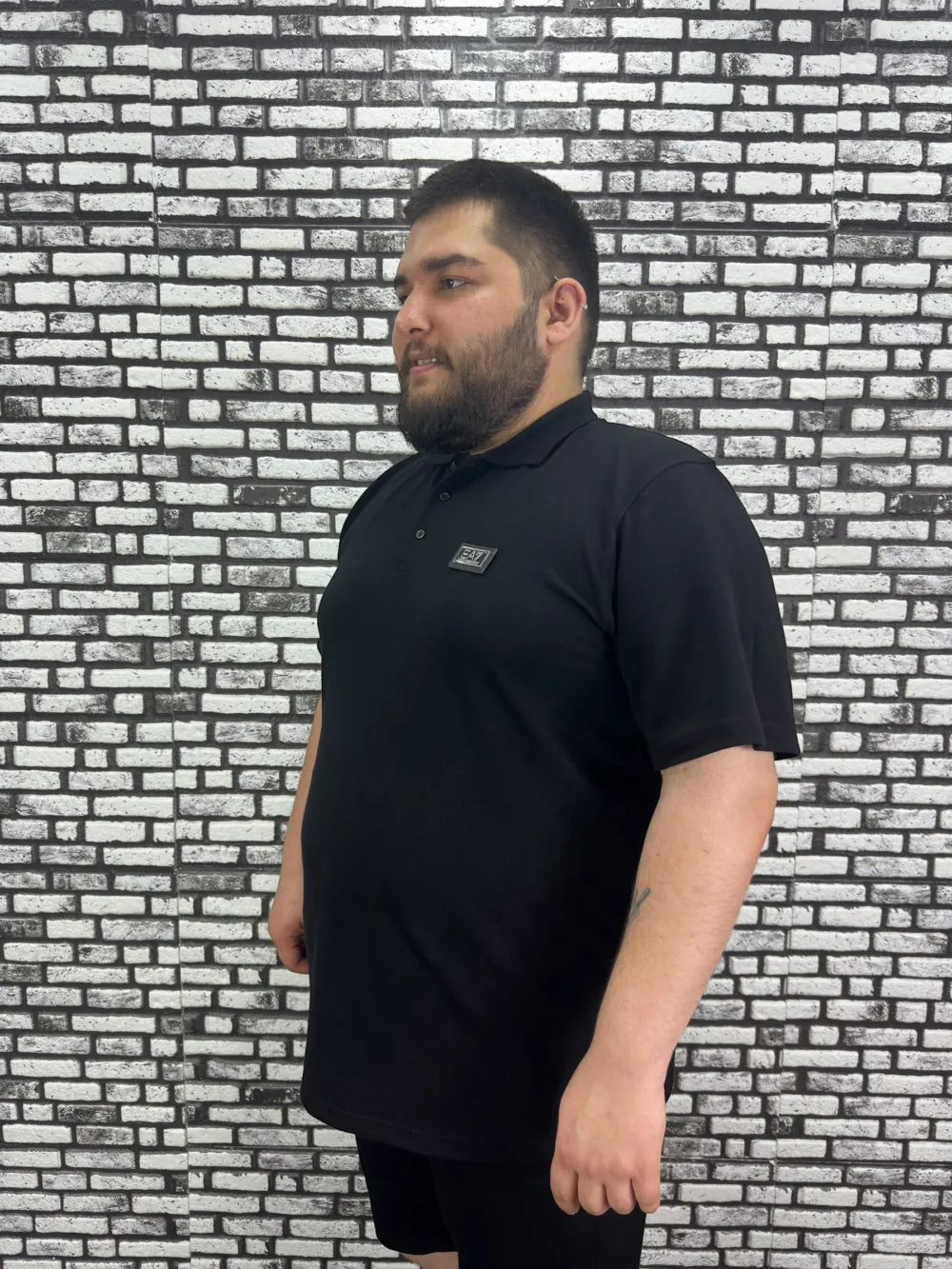 Büyük Beden Erkek Yeni Sezon Yeni Model Yakalı Tişört Siyah Beyaz Renk Kauçuk Dikiş