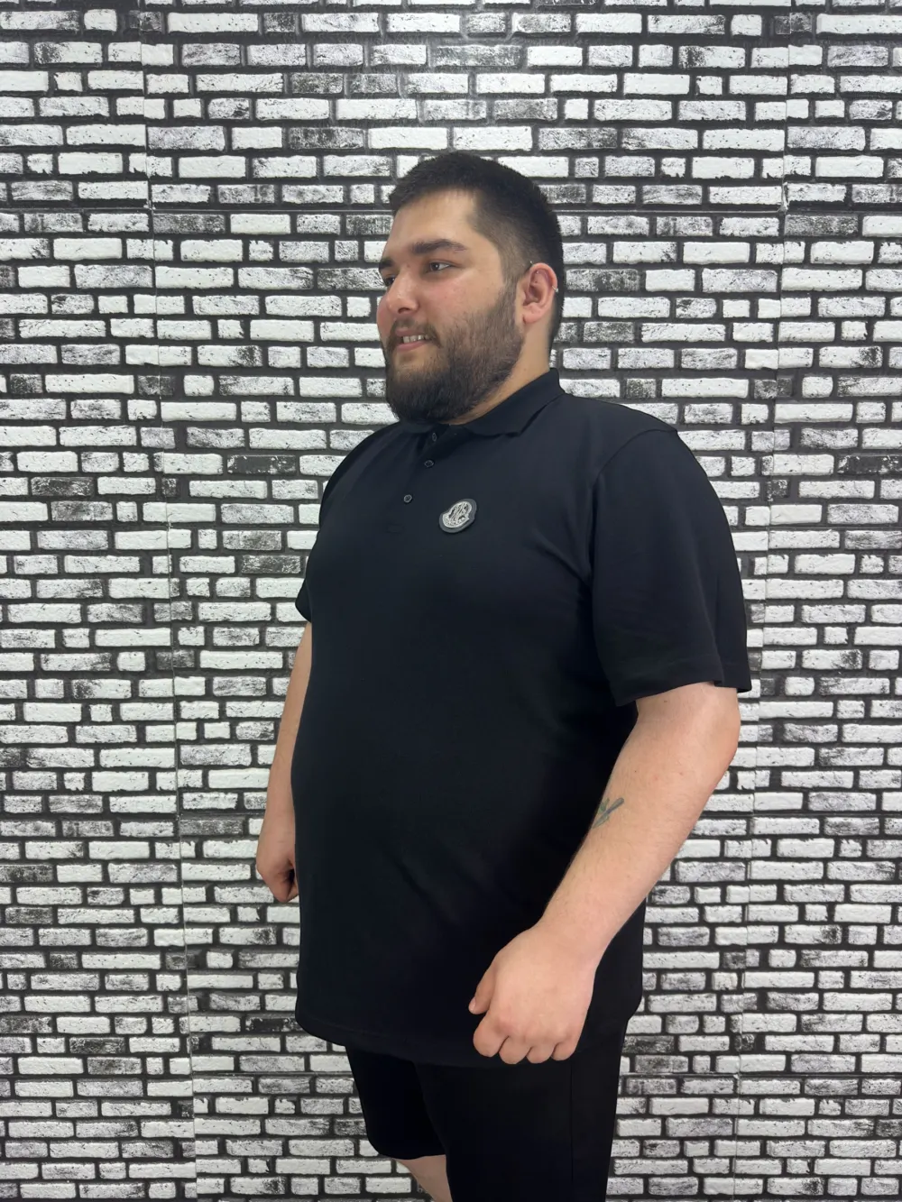 Büyük Beden Erkek Yeni Sezon Yeni Model Yakalı Tişört Siyah Beyaz Renk Kauçuk Dikiş