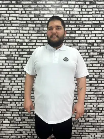 Büyük Beden Erkek Yeni Sezon Yeni Model Yakalı Tişört Siyah Beyaz Renk Kauçuk Dikiş