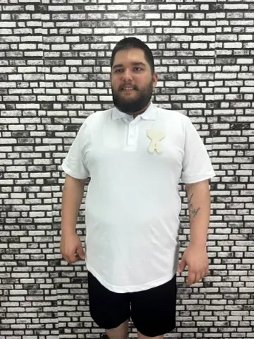 Büyük Beden Erkek Yeni Sezon Yeni Model Yakalı Tişört Siyah Beyaz Renk Kauçuk Dikiş