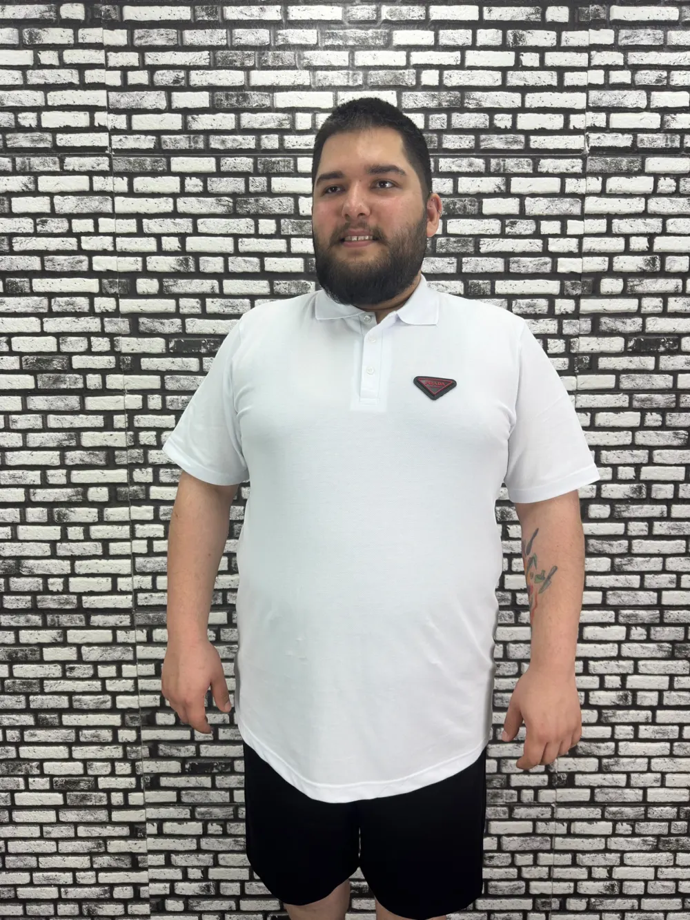 Büyük Beden Erkek Yeni Sezon Yeni Model Yakalı Tişört Siyah Beyaz Renk Kauçuk Dikiş