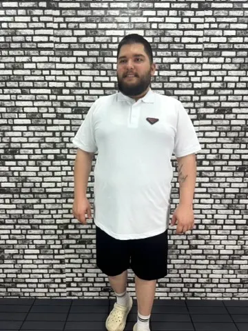 Büyük Beden Erkek Yeni Sezon Yeni Model Yakalı Tişört Siyah Beyaz Renk Kauçuk Dikiş