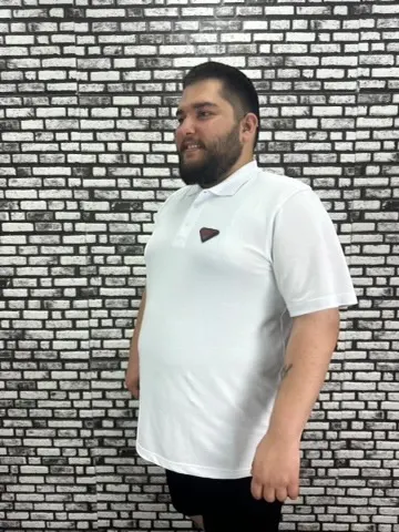 Büyük Beden Erkek Yeni Sezon Yeni Model Yakalı Tişört Siyah Beyaz Renk Kauçuk Dikiş