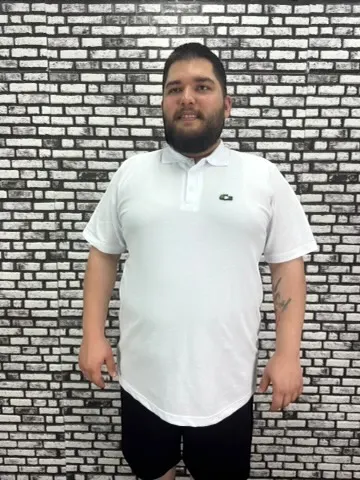Büyük Beden Erkek Yeni Sezon Yeni Model Yakalı Tişört Siyah Beyaz Renk Kauçuk Dikiş