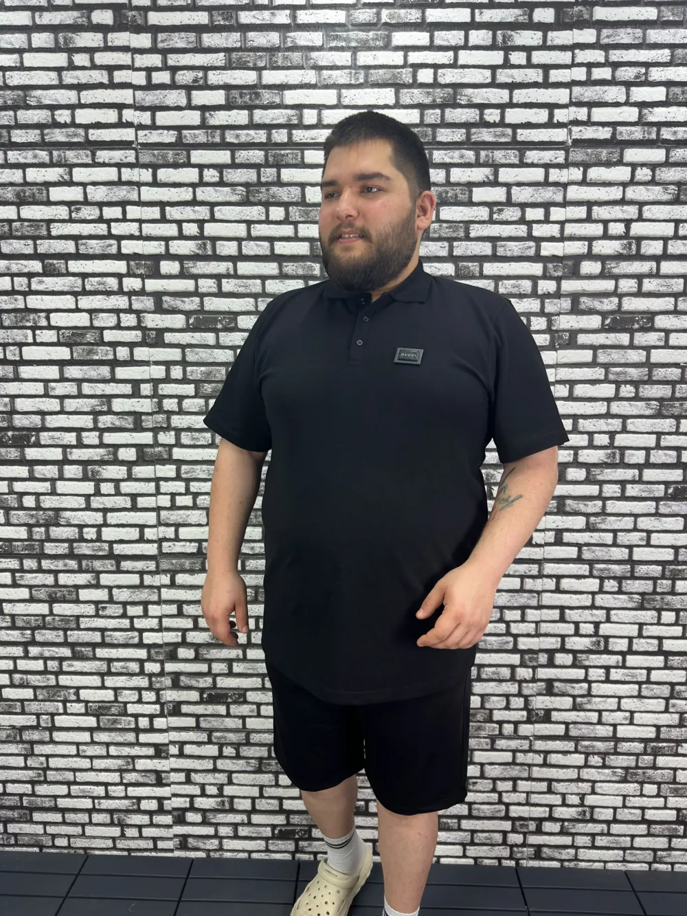 Büyük Beden Erkek Yeni Sezon Yeni Model Yakalı Tişört Siyah Beyaz Renk Kauçuk Dikiş