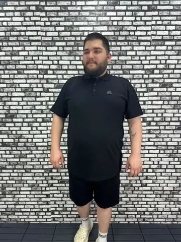 Büyük Beden Erkek Yeni Sezon Yeni Model Yakalı Tişört Siyah Beyaz Renk Kauçuk Dikiş