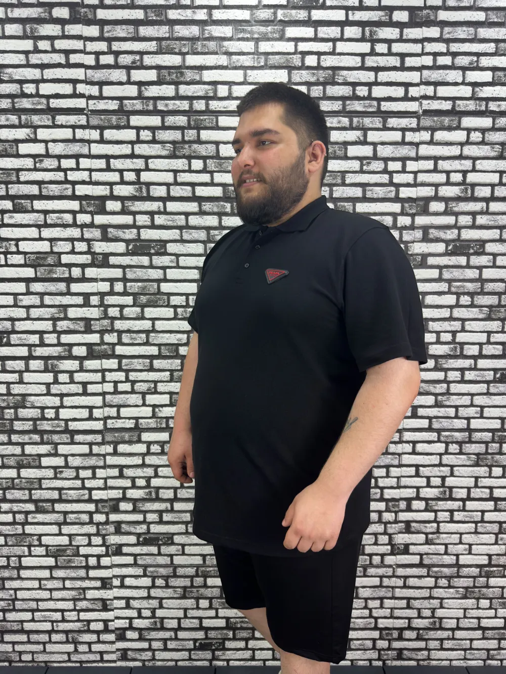 Büyük Beden Erkek Yeni Sezon Yeni Model Yakalı Tişört Siyah Beyaz Renk Kauçuk Dikiş