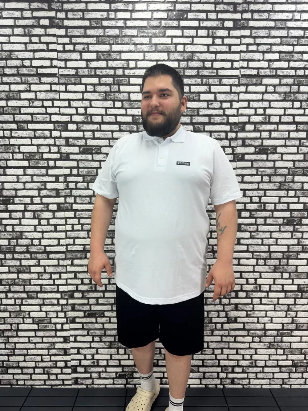 Büyük Beden Erkek Yeni Sezon Yeni Model Yakalı Tişört Siyah Beyaz Renk Kauçuk Dikiş