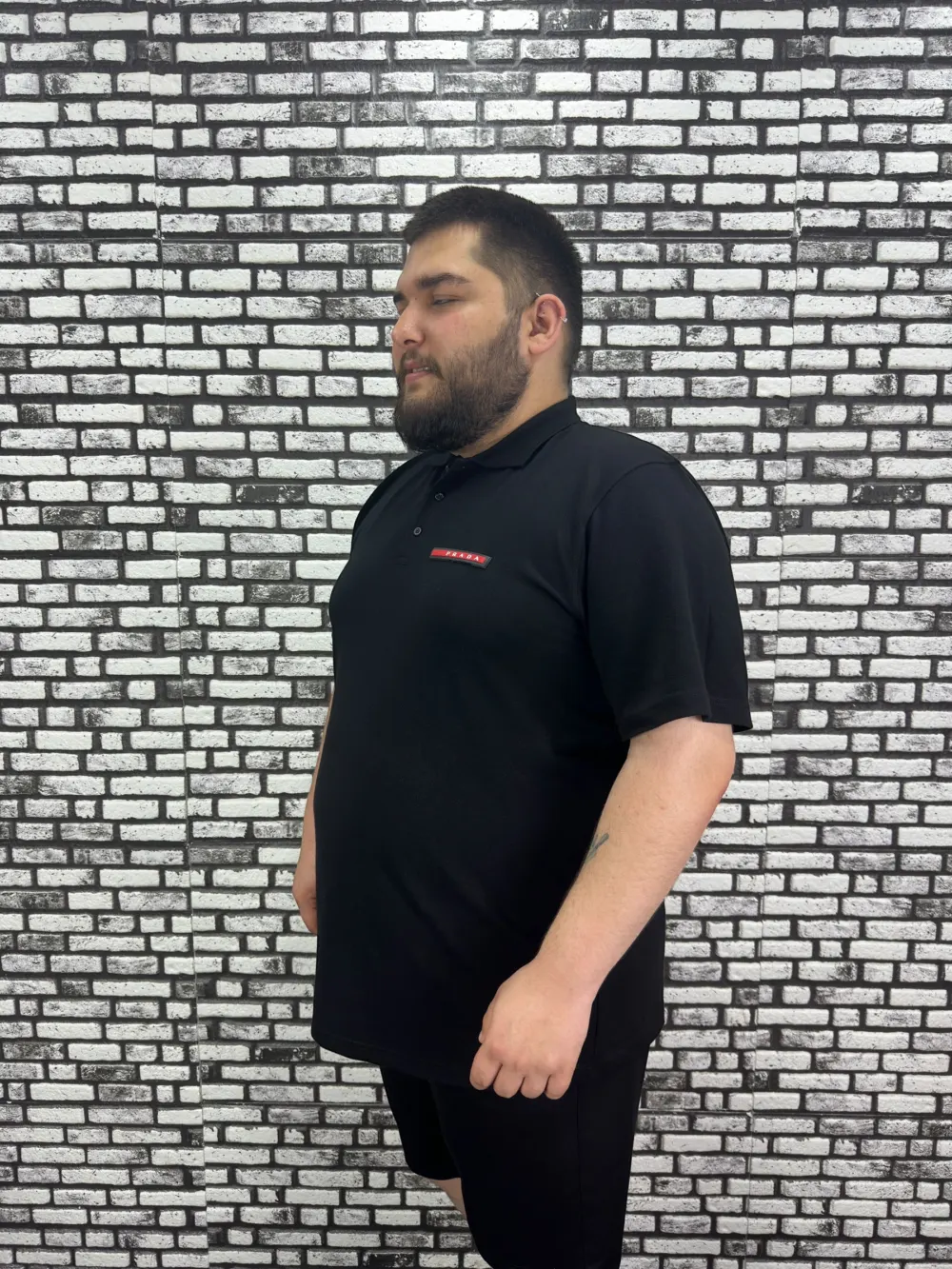 Büyük Beden Erkek Yeni Sezon Yeni Model Yakalı Tişört Siyah Beyaz Renk Kauçuk Dikiş