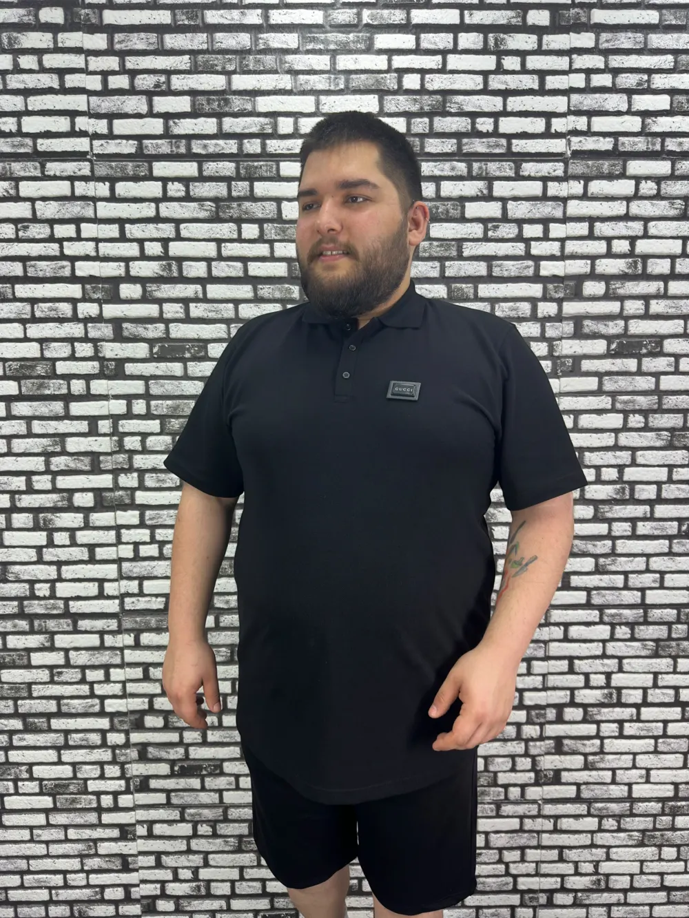 Büyük Beden Erkek Yeni Sezon Yeni Model Yakalı Tişört Siyah Beyaz Renk Kauçuk Dikiş